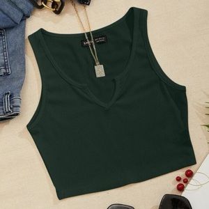 Shein notch ribbed green tank